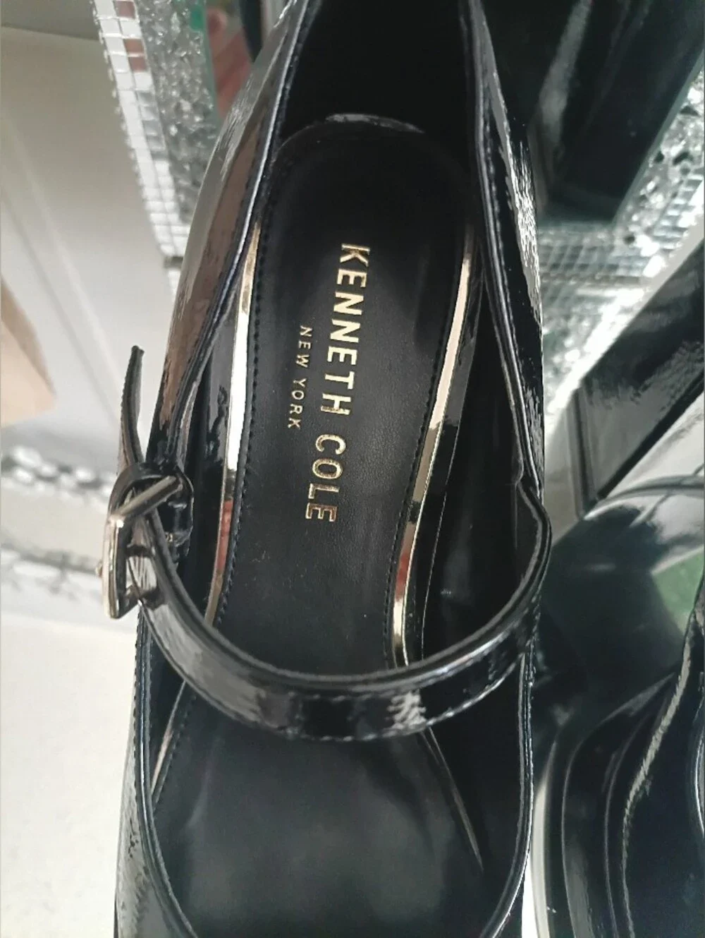 Kenneth Cole Black Patent Platform Mary Jane Pump